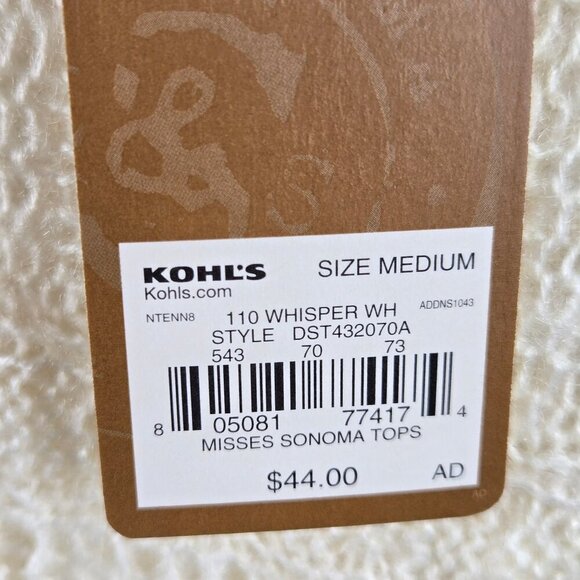 Sonoma Size Medium Cream Colored Open Weave Long Cardigan Lightweight Long Slv - Picture 9 of 12